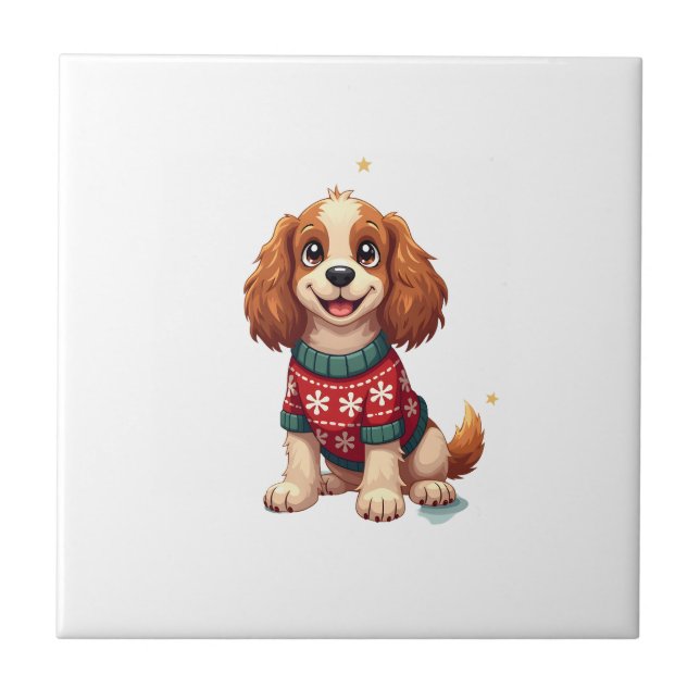 Cocker Spaniel Snowflake Glow Tile (Front)