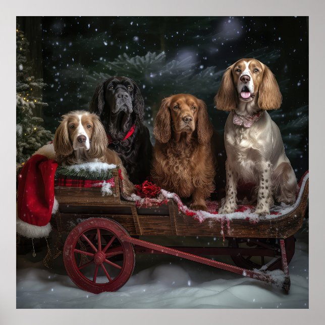 Cocker Spaniel Snowy Sleigh Christmas Decor  (Front)