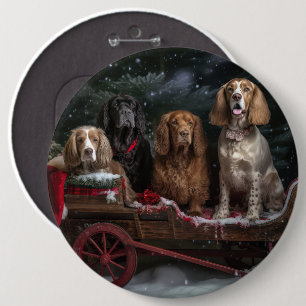 Cocker Spaniel Snowy Sleigh Christmas Decor  6 Cm Round Badge