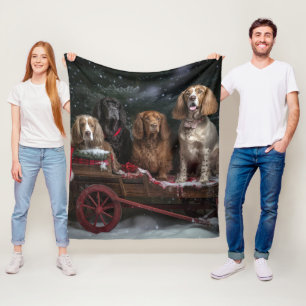 Cocker Spaniel Snowy Sleigh Christmas Decor  Fleece Blanket