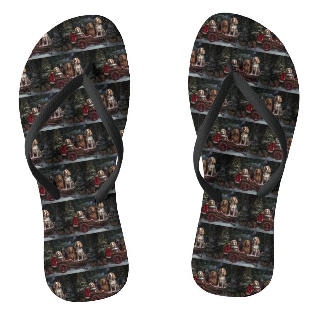 Cocker Spaniel Snowy Sleigh Christmas Decor  Jandals (Footbed)