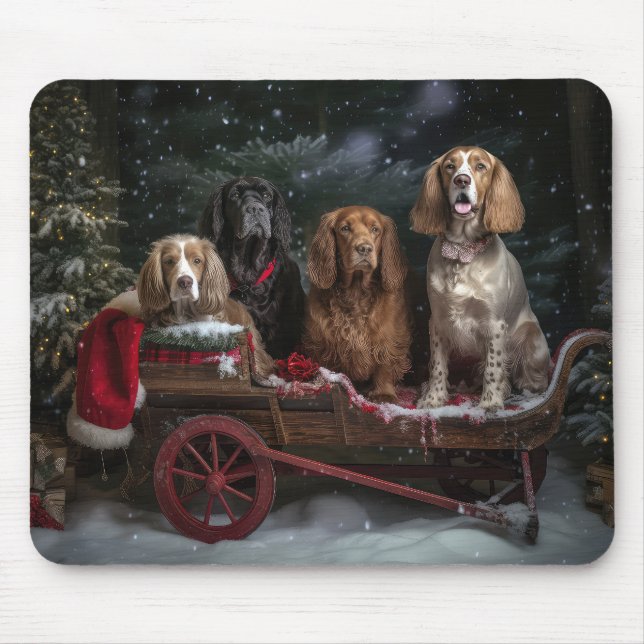 Cocker Spaniel Snowy Sleigh Christmas Decor  Mouse Pad (Front)