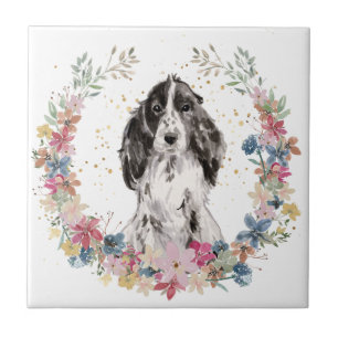 Cocker Spaniel Spring Flowers Wreath Tile