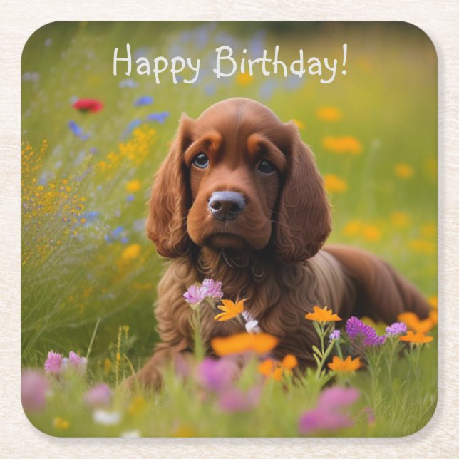 Cocker Spaniel  Square Paper Coaster (Front)