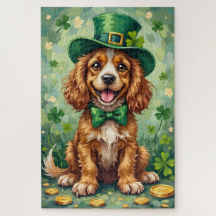 Cocker Spaniel St Patrick’s Day Cute Lucky Dog Jigsaw Puzzle