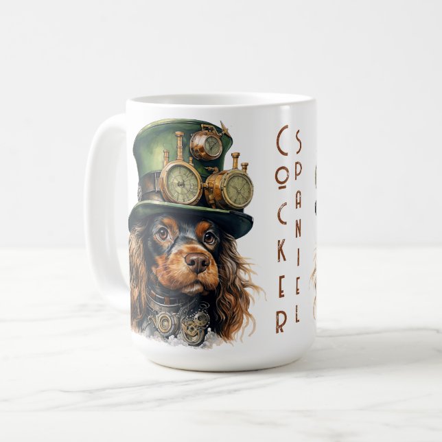 Cocker Spaniel Steampunk Dog Coffee Mug (Front Left)