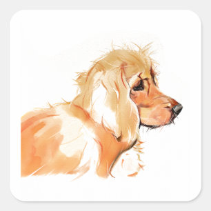 Cocker Spaniel Sticker, Dog Art Square Sticker