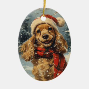 Cocker Spaniel Vintage Christmas Ceramic Tree Decoration