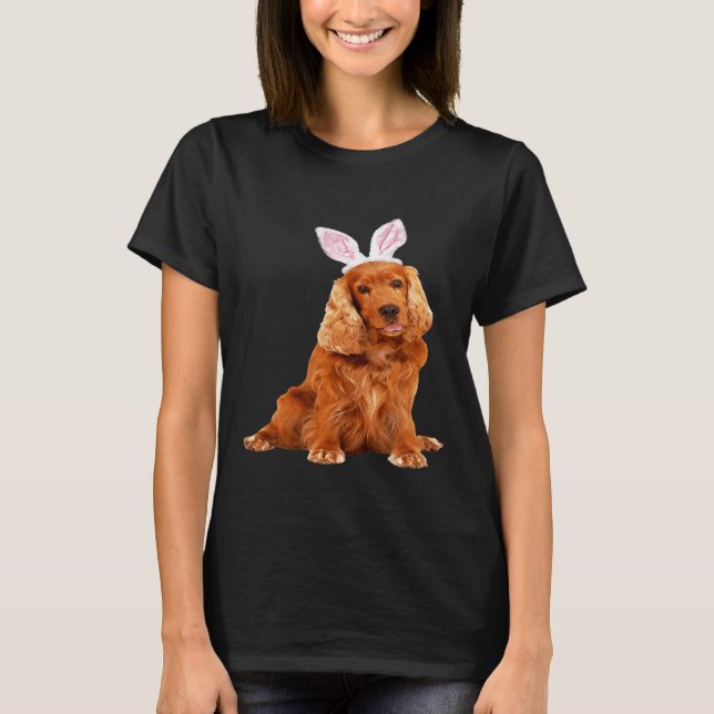 Cocker Spaniel Wearing Easter Bunny Ears Dog T-Shirt (Front)