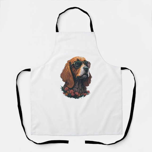 Cocker Spaniel wearing Shades - Flower Splash   Apron (Front)