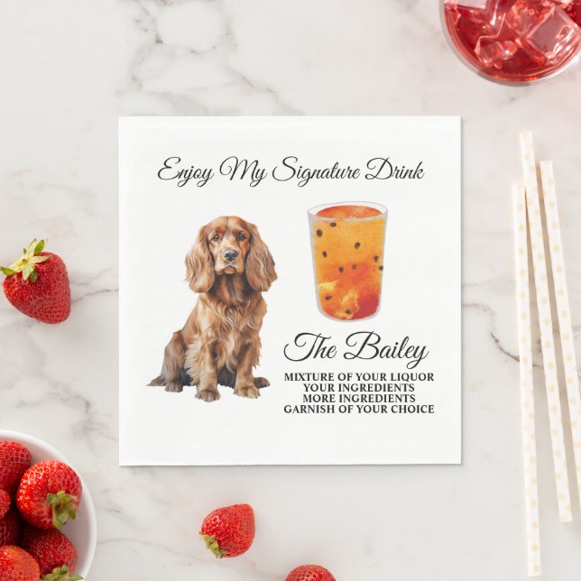 Cocker Spaniel Wedding Signature Drink Napkin (Insitu)