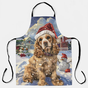 Cocker Spaniel Winter Wonderland Christmas Joy  Apron