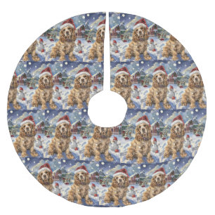 Cocker Spaniel Winter Wonderland Christmas Joy Brushed Polyester Tree Skirt