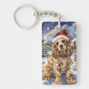 Cocker Spaniel Winter Wonderland Christmas Joy  Key Ring