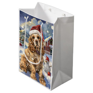 Cocker Spaniel Winter Wonderland Christmas Joy  Medium Gift Bag