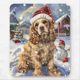 Cocker Spaniel Winter Wonderland Christmas Joy Mouse Pad