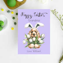 Cocker Spaniel With Bunny Ears Happy Easter