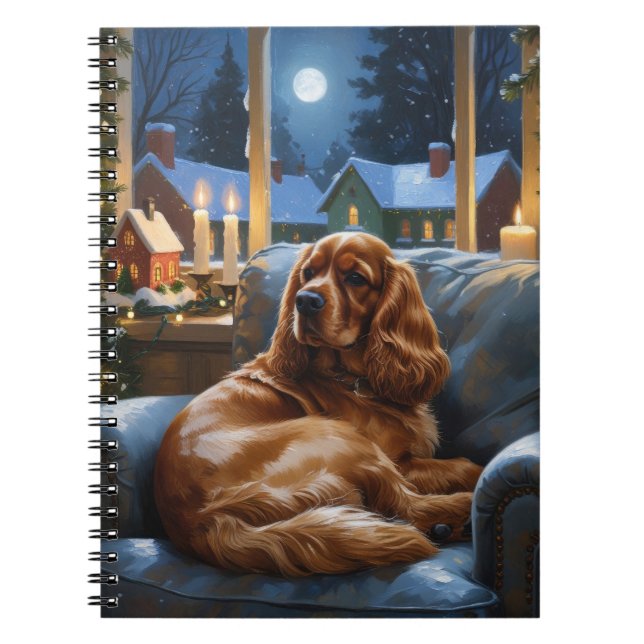 Cocker Spaniel with Christmas Lights Holiday Notebook (Front)