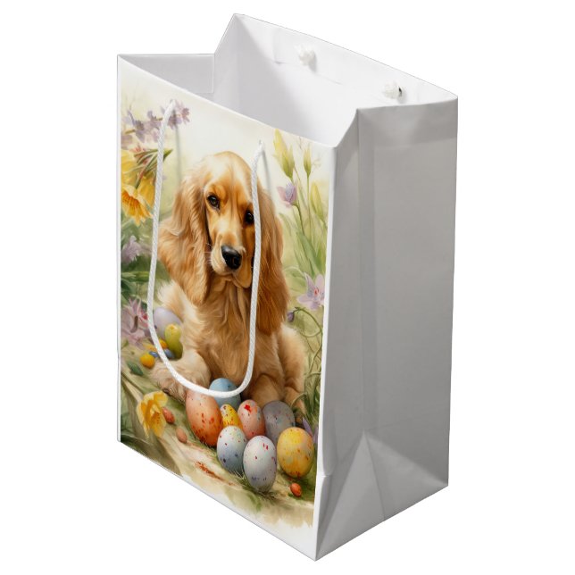 Cocker Spaniel with Easter Eggs Holiday  Medium Gift Bag (Front Angled)