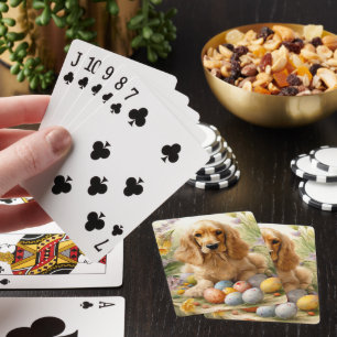 Cocker Spaniel with Easter Eggs Holiday Playing Cards