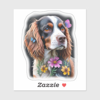 Cocker Spaniel with flowers sticker