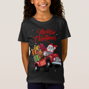 Cocker Spaniel With Santa Claus In Red Truck Dog T-Shirt