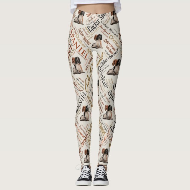 Cocker Spaniel Word Art Leggings (Front)