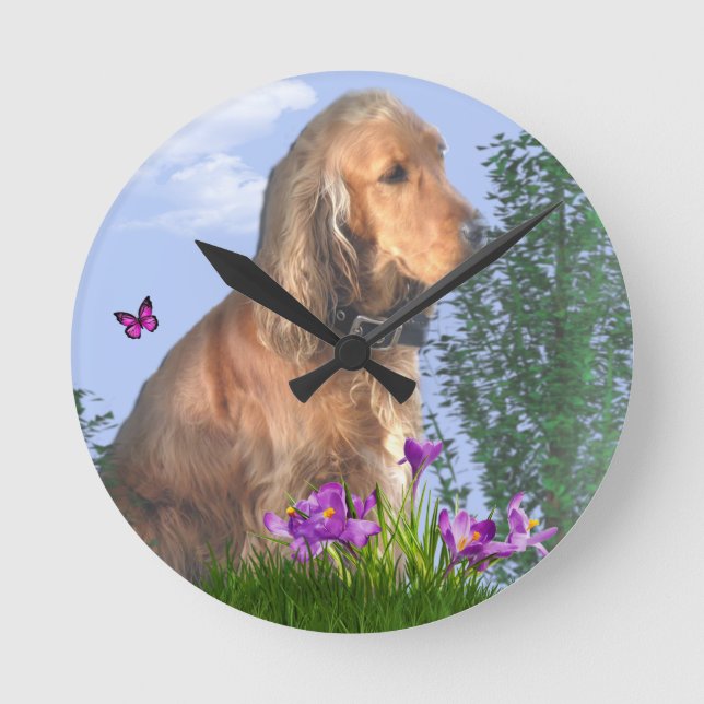 cocker spaniels round clock (Front)