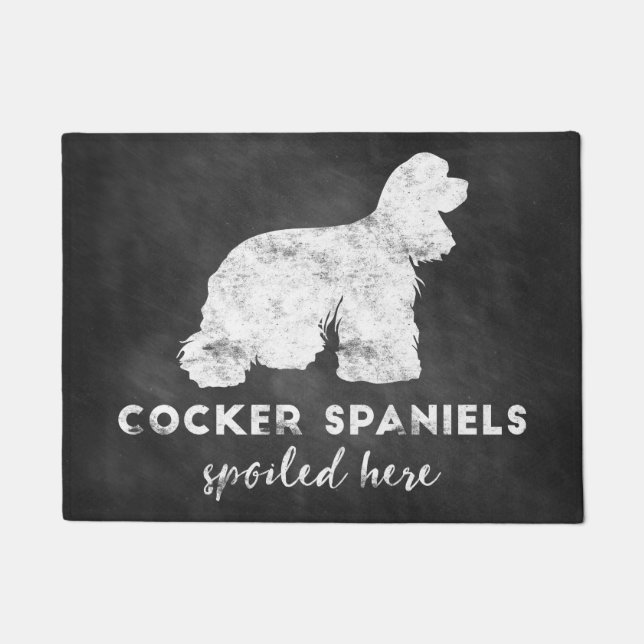 Cocker Spaniels Spoiled Here Vintage Chalkboard Doormat (Front)