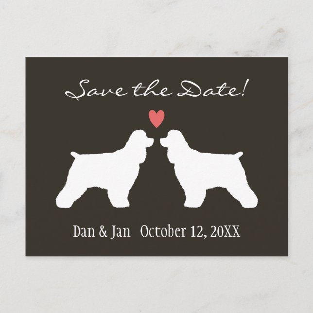 Cocker Spaniels Wedding Save the Date Announcement Postcard (Front)