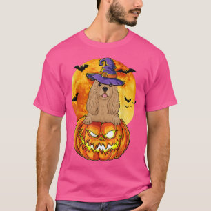 Cocker Spanniel Witch Pumpkin Halloween Dog Lover T-Shirt