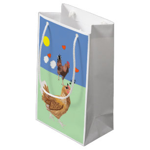 Cockerel and Chicken Funny Valentine’s Small Gift Bag