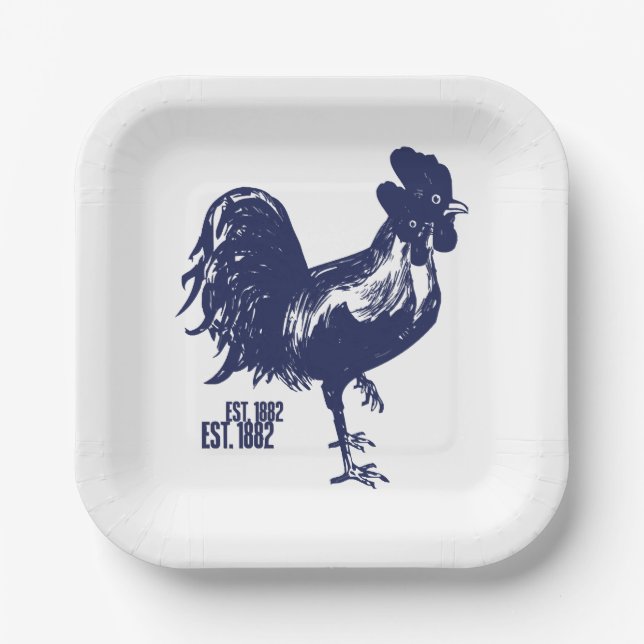 Cockerel Est. 1882  Paper Plate (Front)