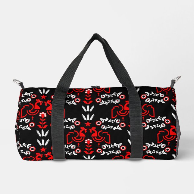 Cockerel Scandinavian Folk Art   Duffle Bag (Front)