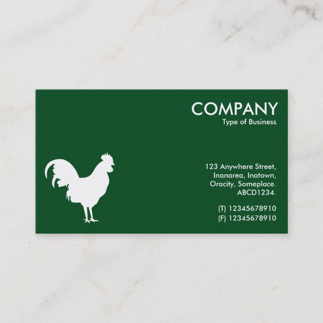 Cockerel Symbol - White on Dark Green 02481c Business Card (Front)