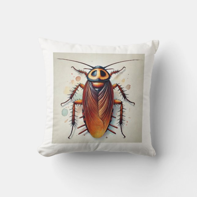 Cockroach 051024IREF234 - Watercolor Cushion (Front)