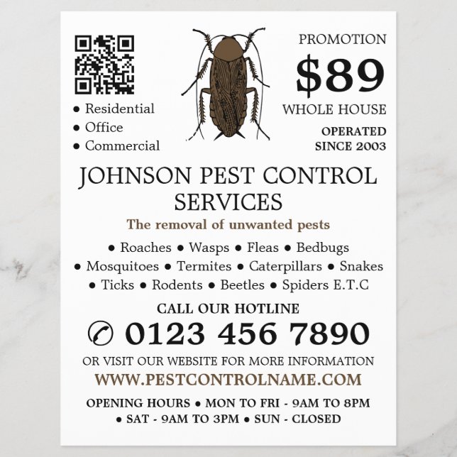 Cockroach Design, Pest Control Advertising Flyer (Front)
