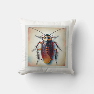 Cockroach dorsal view 220824IREF214 - Watercolor Cushion