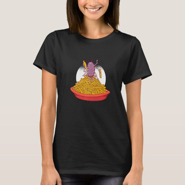 Cockroach eating fries T-Shirt (Front)