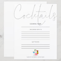 Cocktail Add Your Own Recipe Page Sheet