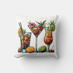 Cocktail alcoholic Drinks colour art illustrations Cushion