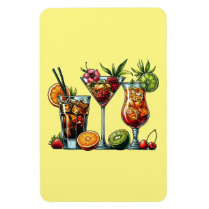 Cocktail alcoholic Drinks colour art illustrations Magnet
