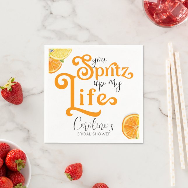 Cocktail Aperol Spritz Italian Style Bridal Shower Napkin (Insitu)