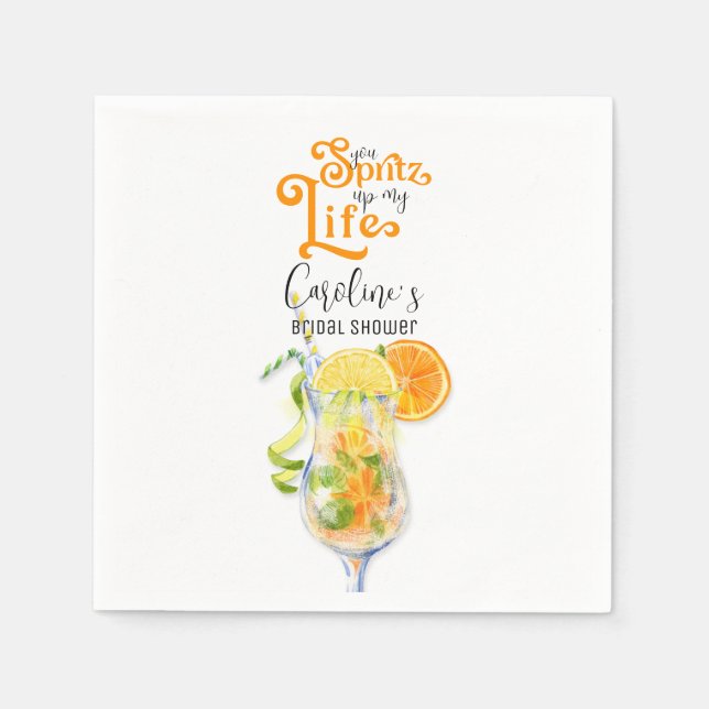 Cocktail Aperol Spritz Italian Style Bridal Shower Napkin (Front)