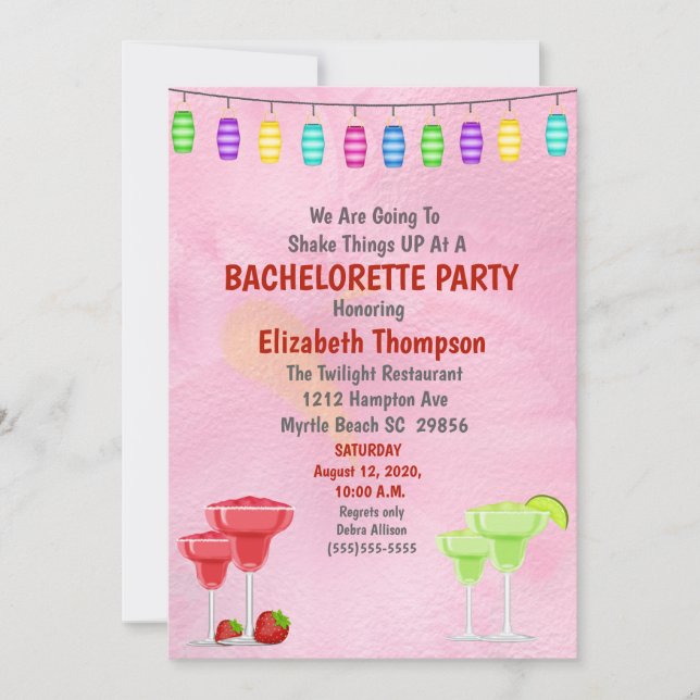 Cocktail Bachelorette Bridal Party Invitation (Front)