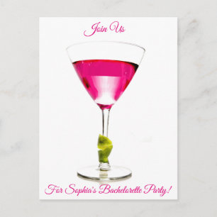 Cocktail Bachelorette Party Invitation Postcard