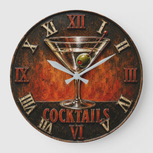 Cocktail Bar Decor Large Clock