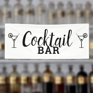 Cocktail Bar DIY Wedding Venue Black and White Banner