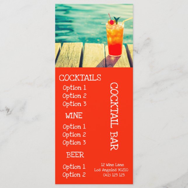 Cocktail Bar drinks menu (Front)