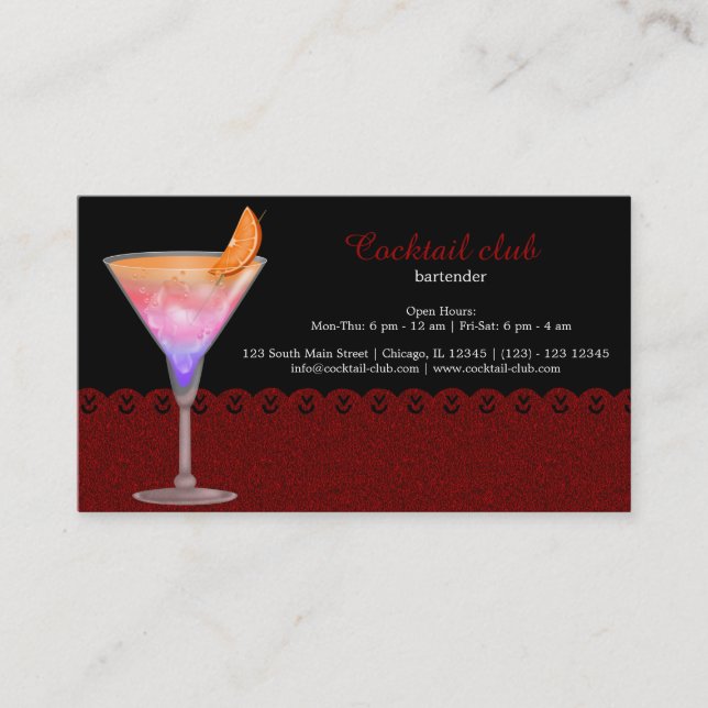 Cocktail bartender business card (Front)
